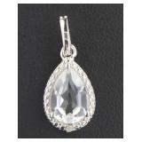 Natural Pear Cut Aquamarine & Diamond Pendant
