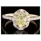 14kt Gold 1.33 ct Oval Fancy Yellow Diamond Ring