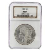 1887 Philadelphia MS64 Morgan Silver Dollar