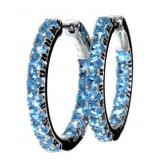 Natural 3.25 ct Blue Zircon Hoop Earrings