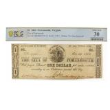 1862 Portsmouth VA One Dollar Note