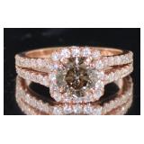 14kt Rose Gold 1.97 ct Fancy Brown Diamond Ring