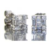 14kt Gold 1/2 ct Square Baguette Diamond Earrings