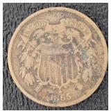 1865 Copper Two Cent Piece