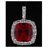 10kt Gold Cushion Cut 5.00 ct Ruby Pendant