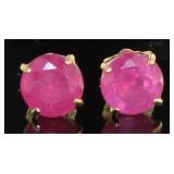 14kt Gold 2.00 ct Natural Ruby Stud Earrings