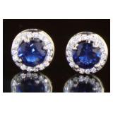 Round Brilliant 1.50 ct Sapphire Stud Earrings