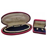 14kt Gold K. MIKIMOTO VIntage Necklace & Earrings
