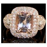 14kt Rose Gold 2.97 ct Morganite & Diamond Ring