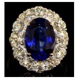 14kt Gold 11.56 ct Oval Sapphire & Diamond Ring