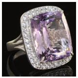 Cushion Cut 28.50 ct Natural Amethyst Ring