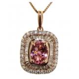 14kt Gold 1.57ct Pink Tourmaline & Diamond Pendant