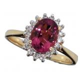 10kt Gold Oval Pink Topaz & Diamond Ring