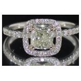 14kt Gold 1.48 ct Cushion Cut Diamond Ring
