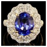 14kt White Gold 7.11 ct Sapphire & Diamond Ring