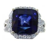14kt Gold 11.76 ct Sapphire & Diamond Ring