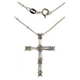 Stunning White Topaz Cross Designer Necklace