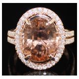 14kt Gold 8.08 Toumaline & Diamond Ring