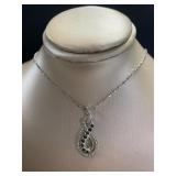 14kt Gold Natural Black & White Diamond Necklace