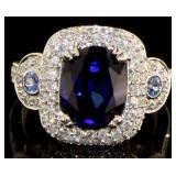 14kt Gold 4.83 ct Sapphire & Diamond Ring