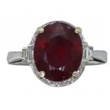 14kt White Gold 5.10 ct Oval Ruby & Diamond Ring