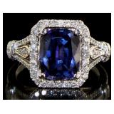 14Kt White Gold 4.21 ct Sapphire & Diamond Ring