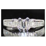 Platinum 1.00 ct Past Present Future Diamond Ring