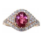 14kt Gold 1.57 ct Pink Tourmaline & Diamond Ring