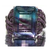 Emerald Cut 22.55 ct Bi-Color Spinel Cocktail Ring