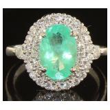 14kt  Gold 2.92 ct Emerald & Diamond Ring