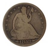 1853 Seated Liberty Silver Half Dollar