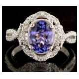 14kt Gold 2.14 ct Oval Tanzanite & Diamond Ring