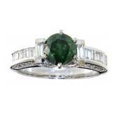 18kt Gold 2.17 ct Round Fancy Green Diamond Ring