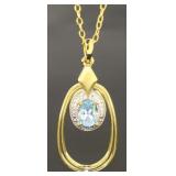 Genuine Blue Topaz & Diamond Accent Pendant