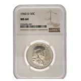 1960 D - MS64 Franklin Silver Half Dollar