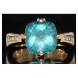 14kt Gold 3.30 ct Green Tourmaline & Diamond Ring