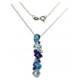 Genuine Fancy Cut Blue Topaz & Cr Sapphire Necklac