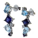 Beautiful Sapphire, Blue & White Topaz Earrings