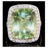 Natural 28.75 ct Green Amethyst Cocktail Ring