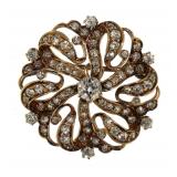 14kt Gold Antique 2.20 ct Mine Cut Brooch-Pendant