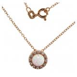 Rose Toned Opal & White Topaz Necklace
