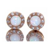 Rose Toned Opal & White Topaz Earrings