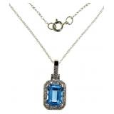 14kt Gold London Blue Topaz & Diamond Necklace