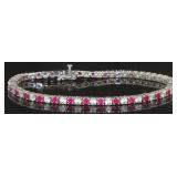 Beautiful Ruby & White Topaz Tenis Bracelet