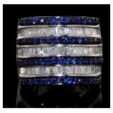 Genuine 2.00 ct Sapphire & Baguette Diamond Ring