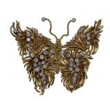 18kt Gold Antique 3.75 ct Diamond Butterfly Brooch