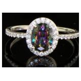 Beautiful Oval Mystic Topaz & White Topaz Ring