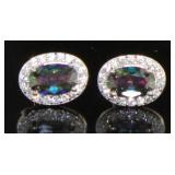 Beautiful Oval Mystic Topaz & White Topaz Earrings