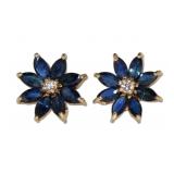 10kt Gold 2.20 ct Sapphire & Diamond Earrings