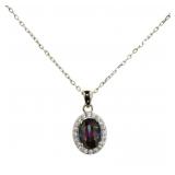 Beautiful Oval Mystic Topaz & White Topaz Necklace
